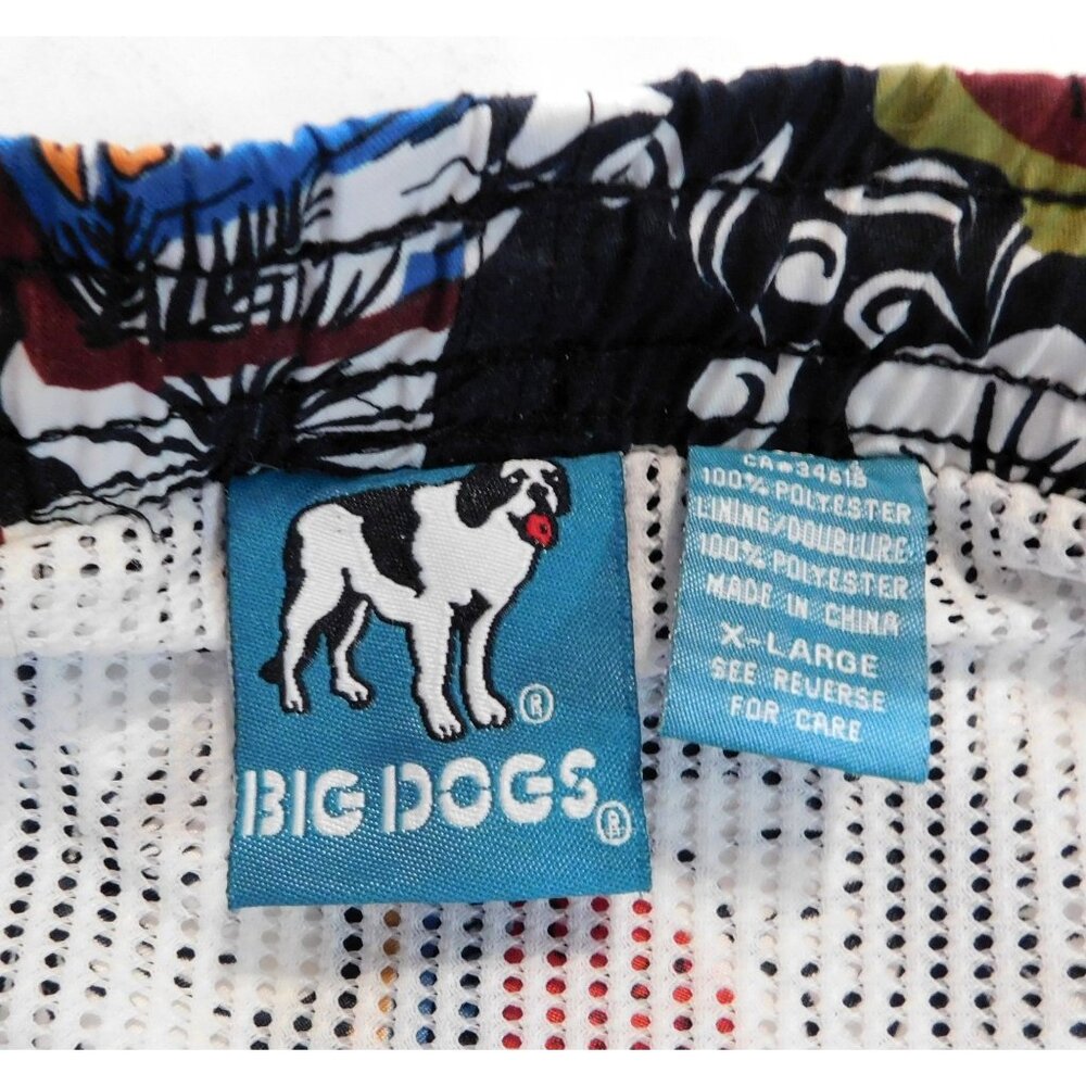 Big Dogs Hawaiian Print Mens Swim Trunks XL Black Multicolor - Picture 8 of 9